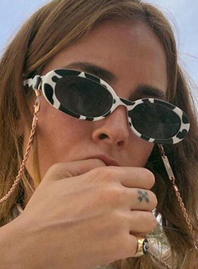 2022新款网红同款条纹斑马椭圆太阳镜 个性太阳眼镜女2022新款