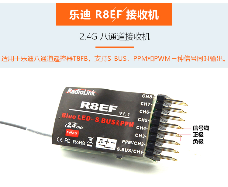 乐迪接收机接收器R9DS AT9S R6DSM R8EF AT10 R8FM R12DSM SBUS - 图0