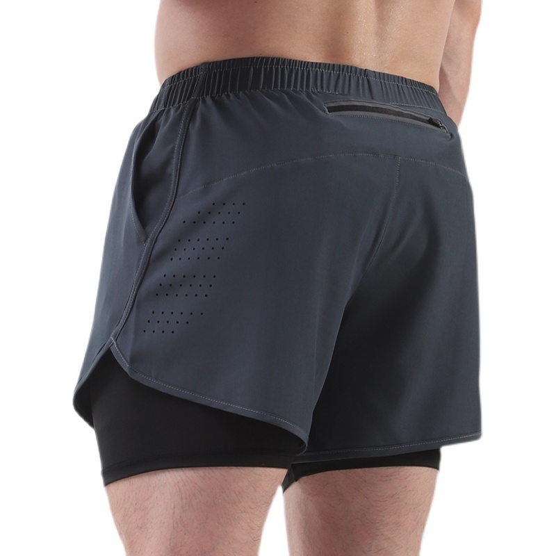 跑步短裤男专业马拉松田径三分裤带内衬双层裤子运动健身可放手机 - 图3