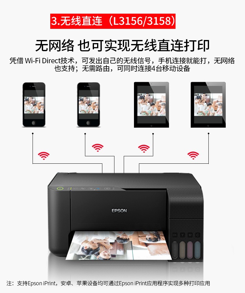 Epson爱普生L3258/56原装墨仓无线手机打印三合一A4彩色厦门现货-图3