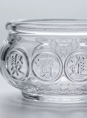 大小号透明白水晶聚宝盆摆件黄水晶福袋家居客厅装饰开业乔迁礼品
