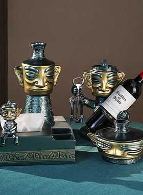 创新新中式三星堆红酒架摆件收纳