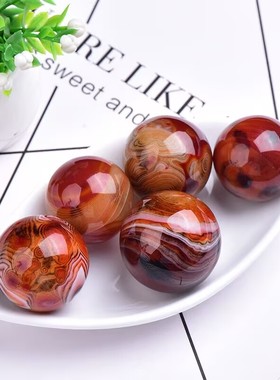 天然缠丝玛瑙球摆件玉石手把件