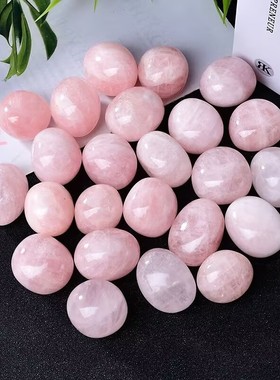 天然粉水晶滚石摆件大颗粒原石