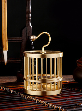 黄铜小鸟笼客厅玄关摆件宠物笼子