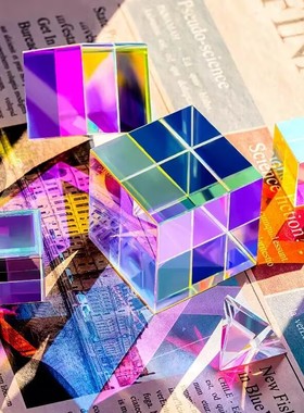 混合彩色立方体水晶玻璃棱镜玩具