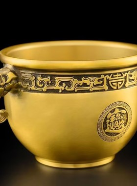 黄铜象鼻缸聚宝盆摆件开业礼品