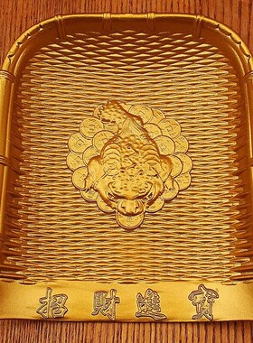黄铜招财进宝簸箕摆件开业礼品