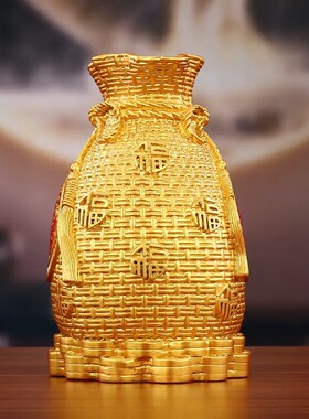 黄铜存钱罐摆件铜存钱袋家居客厅店铺公司装饰品福袋储蓄罐聚宝盆