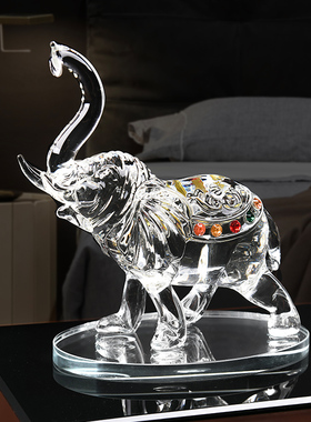 透明白水晶镶钻吉祥如意大象摆件