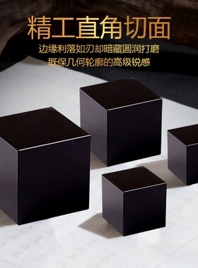 K9人造水晶玻璃定制黑底座黑水晶方体家具饰品压纸书摆件奖杯底座