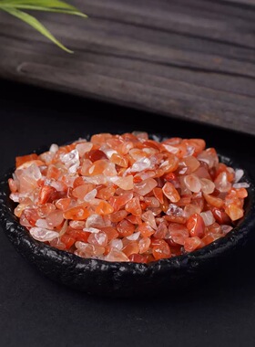天然水晶碎石红玛瑙水晶碎石消磁石家居客厅鱼缸花盆装饰水晶摆件