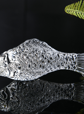 高档水晶鱼年年有余家居客厅摆件