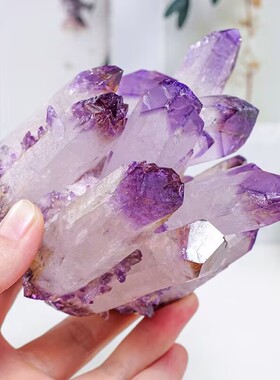 天然紫水晶簇摆件水晶原石矿石