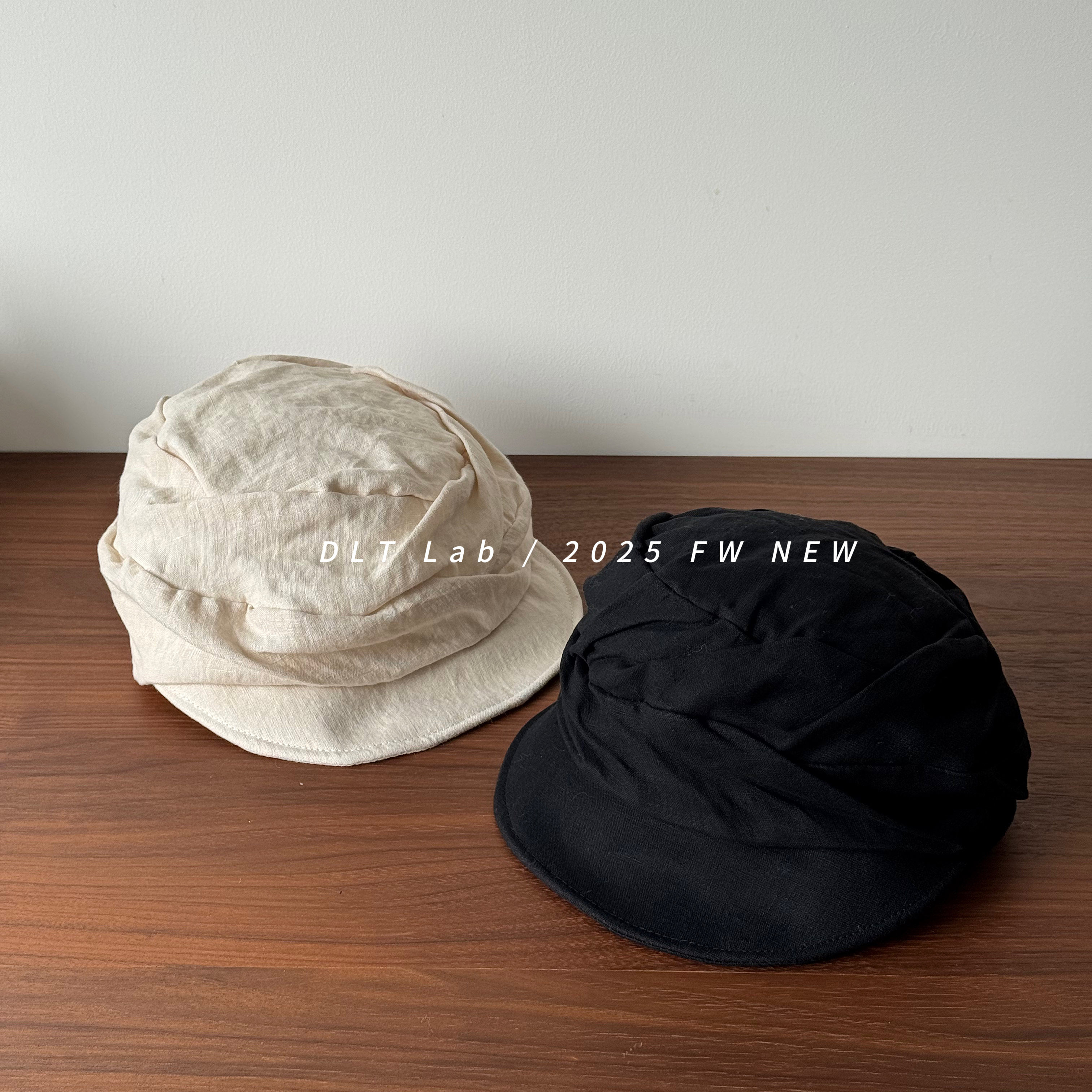 DLTLab丁老头2025早秋新品薄款亚麻设计感报童帽褶皱马术帽显脸小 - 图3