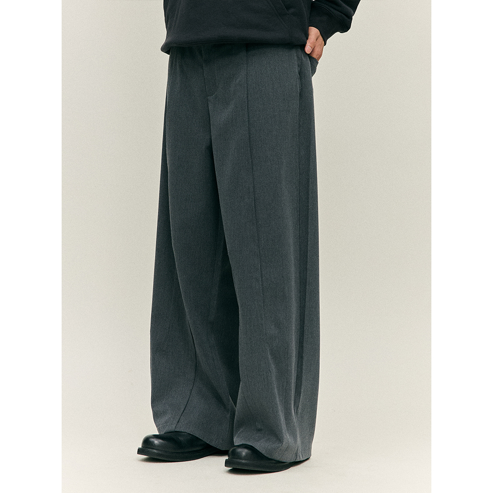 LR MADE 24AW 三角立体活褶 百搭直筒垂感抗皱廓形休闲西裤 - 图1