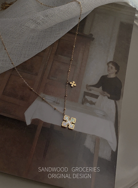 十字架白色贝母锁骨链项链