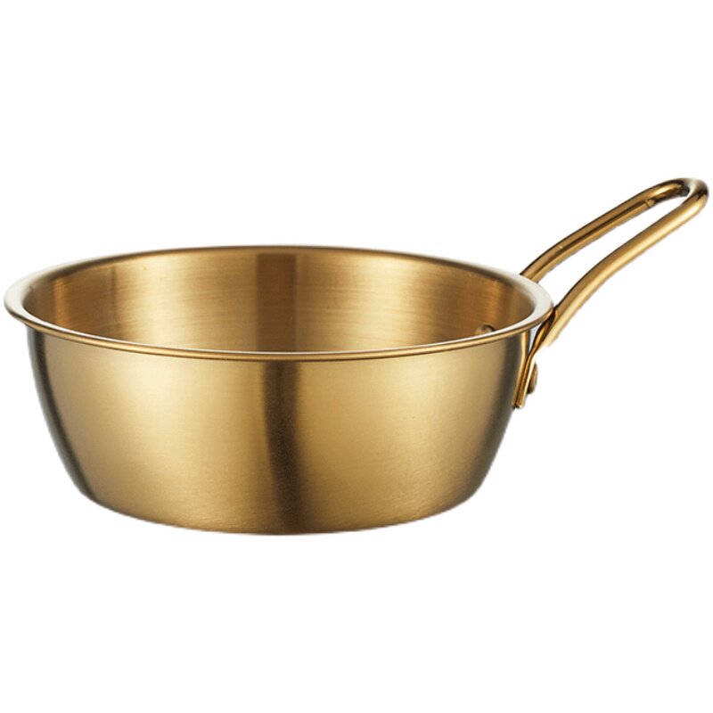 304不锈钢碗韩式金色米酒碗带把手小吃碗韩餐料理店泡面碗调料碗