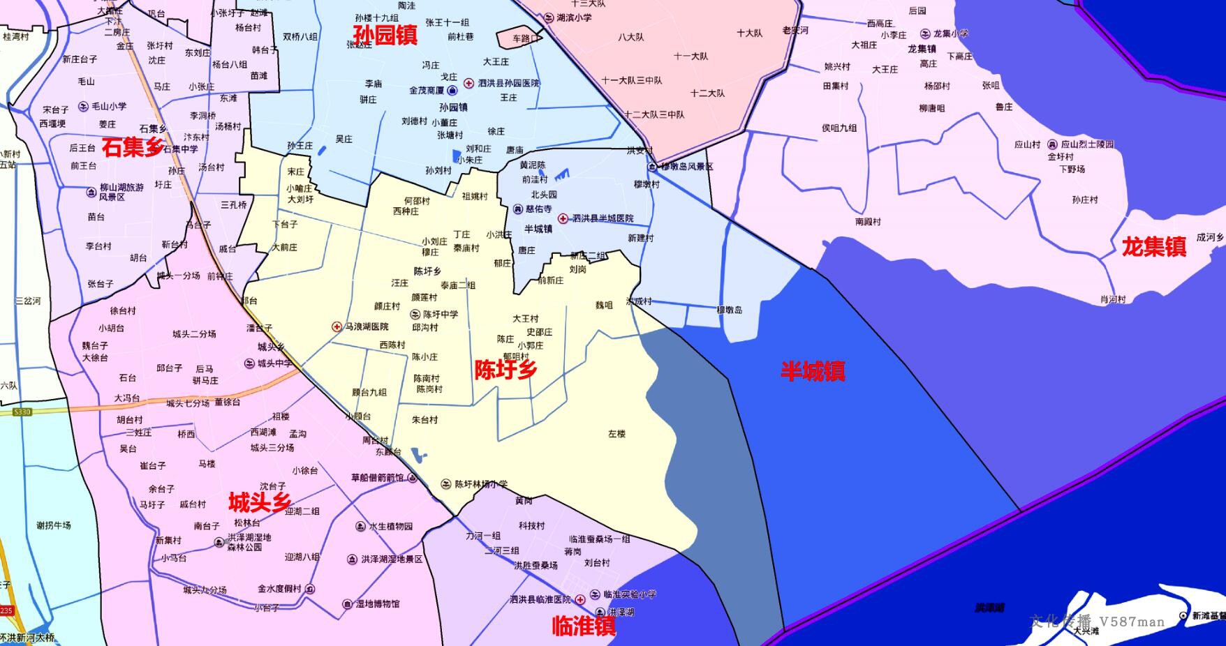 2021年5月江苏宿迁市泗洪县百度版行政交通旅游乡镇村落分布地图-图2