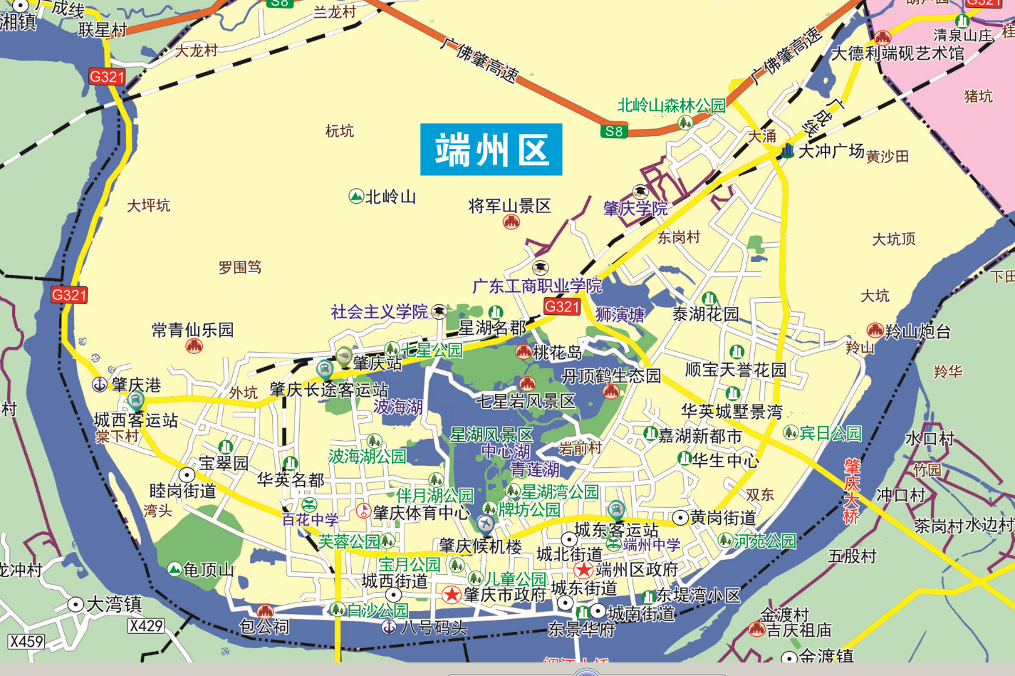 17年8月肇庆市主城高要鼎湖端州区交通旅游行政乡镇村落分布地图