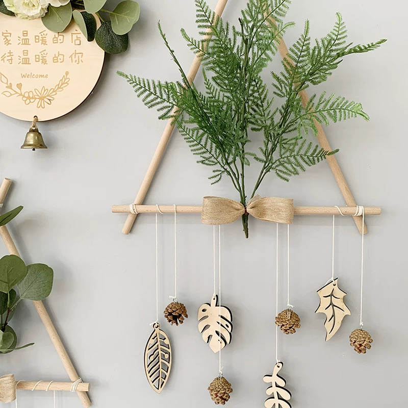 Xizuju Nordic Wind Wood Wall Wall Decoration Restaurant Wall Pendant Porch Purple Plant bedroom background B & B Hiber Hanging Flower