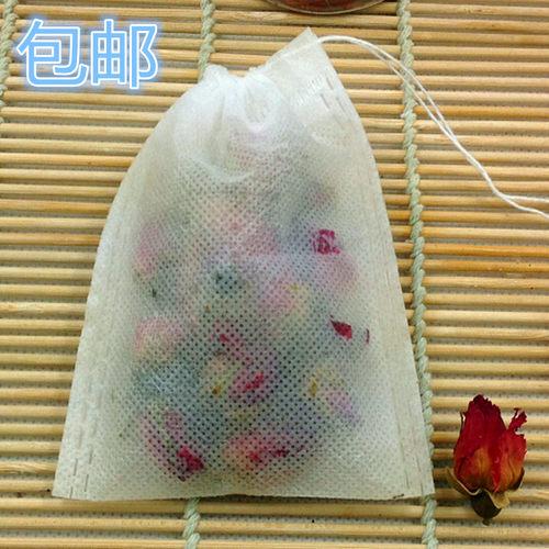 100个5.5*7cm无纺布抽线茶包袋 茶叶袋 泡茶袋 中药过滤袋 煎药袋 - 图0