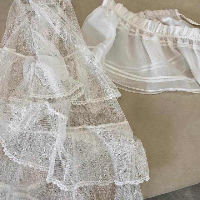 Designer see-through lace cake maxi dress