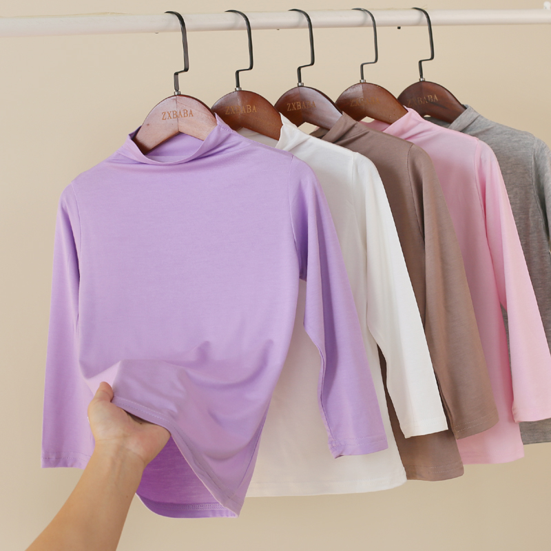 儿童莫代尔薄中高领打底衫冬装女童保暖长袖t恤衫中大童百搭秋衣,淘宝优惠券,粉丝福利购,淘宝优惠卷