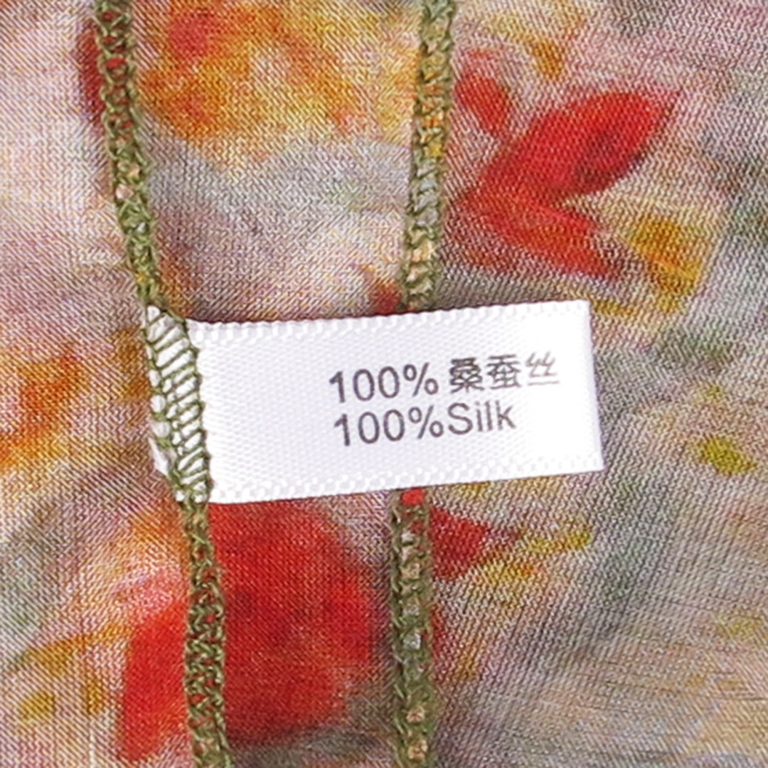 橙色小方巾丝巾女2025新款碎花中国风春秋纱巾100%桑蚕丝真丝围巾,淘宝优惠券,粉丝福利购,淘宝优惠卷