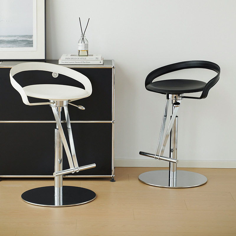 北欧轻奢马鞍革吧椅家用高椅子吧台凳设计师旋转升降酒吧椅高脚凳,淘宝优惠券,粉丝福利购,淘宝优惠卷