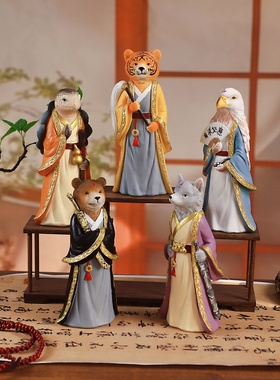 中式虎武士招财摆件家居桌面