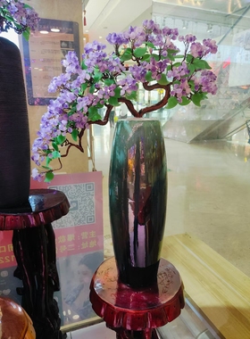 新做一批天然原矿大颗粒紫晶迎客松招财摆件！紫气东来！ 尺