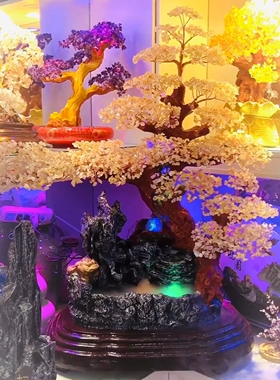 新做一批天然巴西黄水晶财源滚滚风水树摆件 招财聚宝财源广进