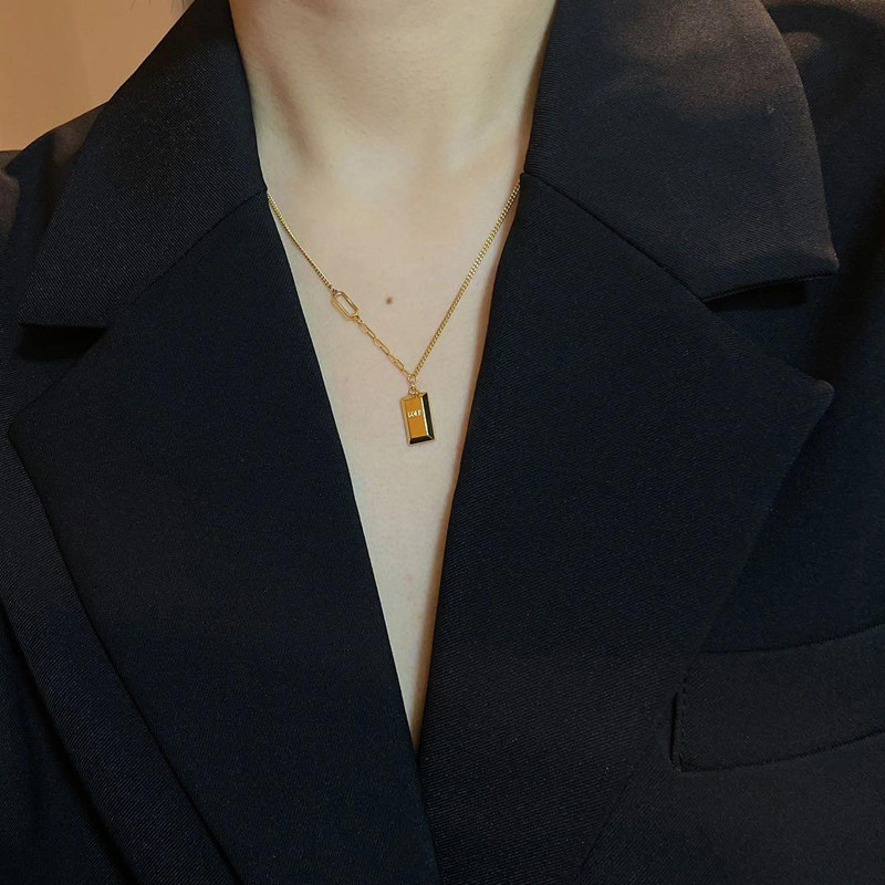 999足金暴富小金条吊坠女款锁骨链 欧颜颈饰
