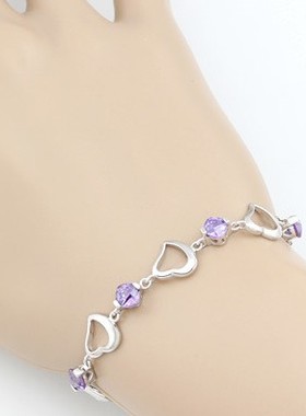 S925纯银镀白金唯美镶