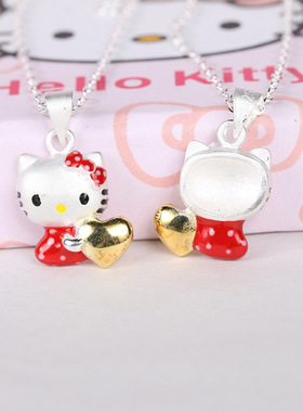 原宿风纯银韩国学生卡通心形项链