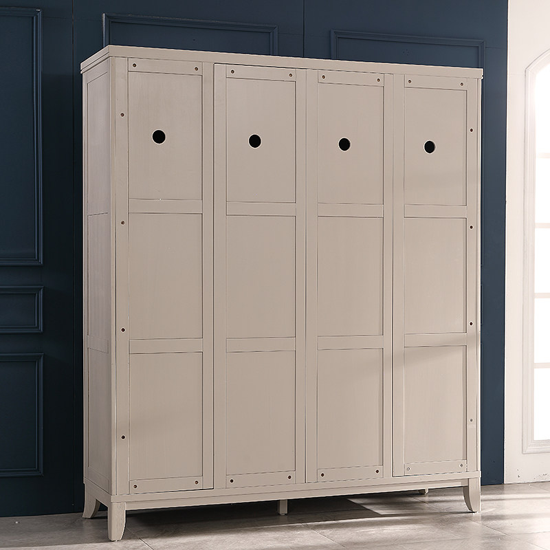 美式轻奢浅灰色红橡木实木三门四门衣柜卧室开门大衣橱1.5米1.9米 - 图2