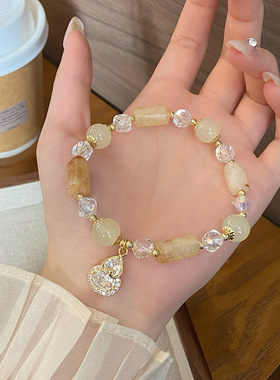 新中式超仙甜美小清新森系玉髓手串女高颜值镶钻葫芦福禄串珠