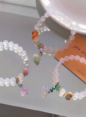 恋恋不舍~超仙甜美公主清新温柔白玛瑙莲蓬手串寺庙文创同款手链