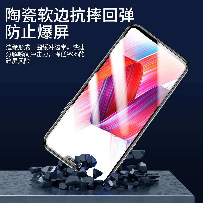 oppor15钢化膜a5a3全屏a7x手机a9陶瓷r15x软边膜a1a7a11x蓝光抗摔opp黑边高清op全包0ppo保护oppo适用防指纹 - 图0