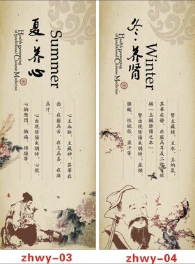 四季养生海报中医墙贴装饰画