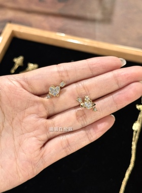 Vivienne westwood西太后新款Kiri爱心土星耳钉ab款耳钉925银七夕