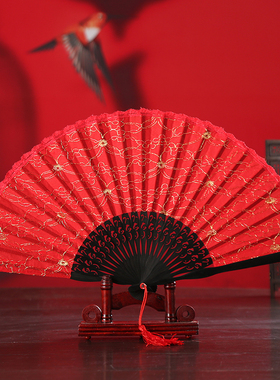 真丝扇子中国风女士蕾丝舞蹈扇