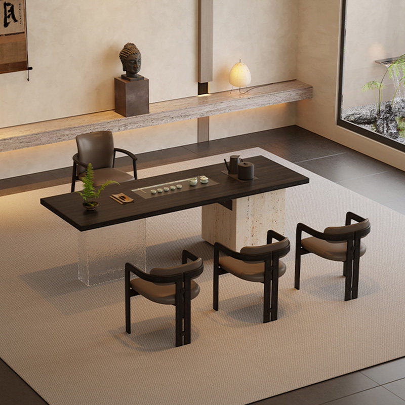 轻奢现代2025新款实木茶桌椅组合意式岩板高端办公茶室客厅泡茶桌,淘宝优惠券,粉丝福利购,淘宝优惠卷