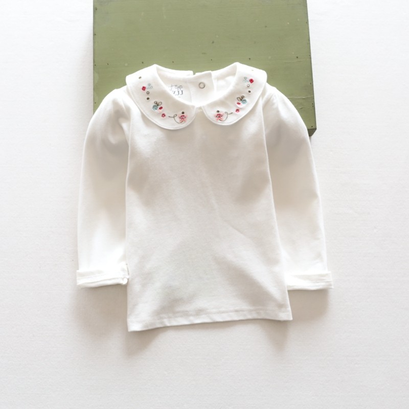 女童长袖打底衫娃娃领衬衣秋款女儿童装纯棉T恤刺绣上衣加绒加厚,淘宝优惠券,粉丝福利购,淘宝优惠卷
