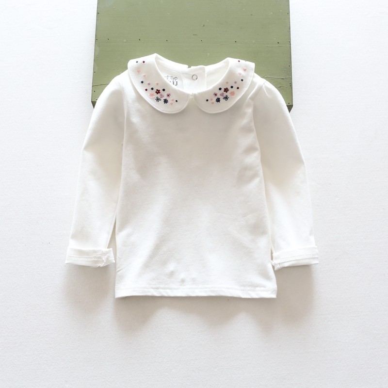 女童长袖打底衫娃娃领衬衣秋款女儿童装纯棉T恤刺绣上衣加绒加厚,淘宝优惠券,粉丝福利购,淘宝优惠卷