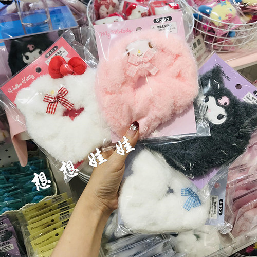 现日本三丽鸥Kitty玉桂狗melody库洛米毛绒公仔发圈大肠圈发带绳 - 图1