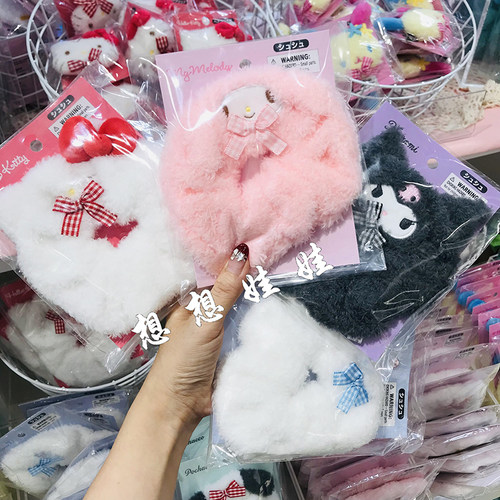现日本三丽鸥Kitty玉桂狗melody库洛米毛绒公仔发圈大肠圈发带绳 - 图3