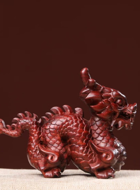 天然紫檀绿檀木雕祥龙龙年生肖龙