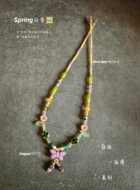 原创设计进口捷克琉璃莫奈睡莲系列小众设计感高级轻奢百搭项链